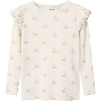Lil' Atelier NMFGAVO EKO LS SLIM TOP LIL NOOS Pastel Parchment SWAN
