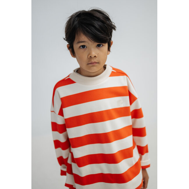 Repose AMS 25. boxy sweater flame red block stripe