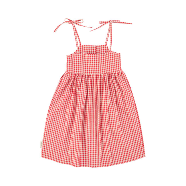 Piupiuchick long dress | red & ecru checkered