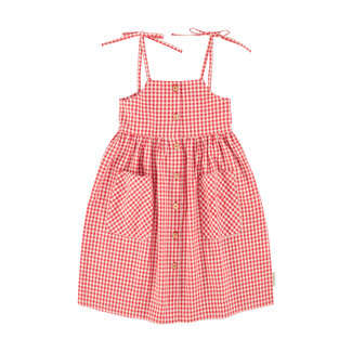 Piupiuchick long dress | red & ecru checkered