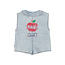 Piupiuchick short sleeveless jumpsuit | blue light denim w/ apple print