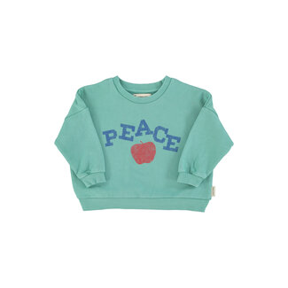 Piupiuchick sweatshirt | turquoise w/ "peace" print