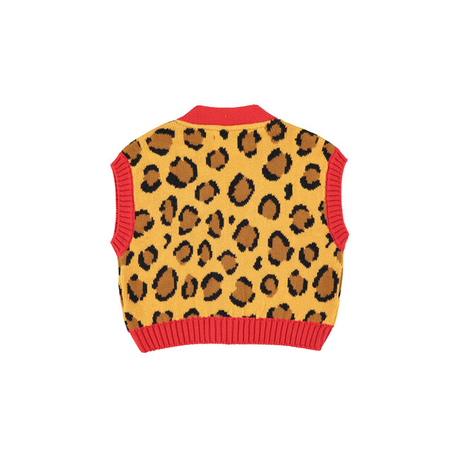 Piupiuchick knitted waistcoat | mustard animal print