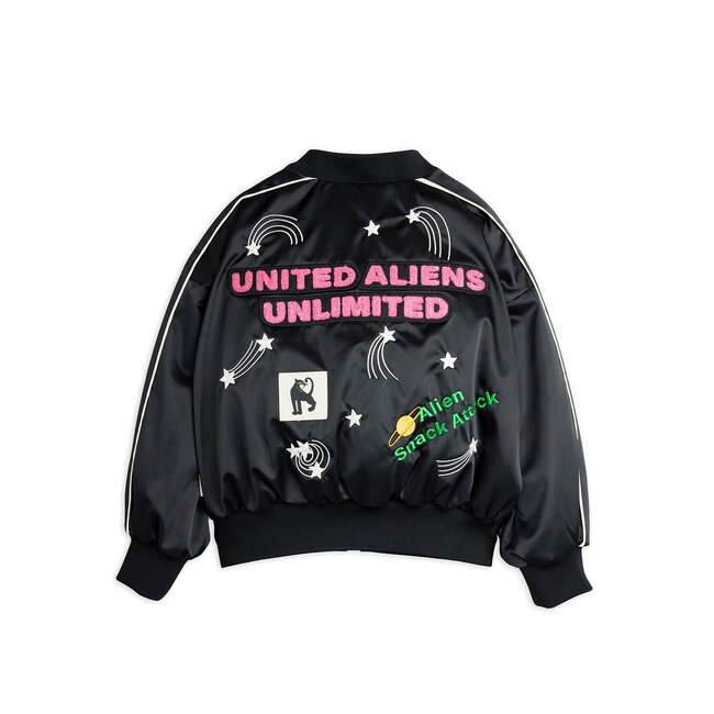 Mini Rodini United aliens unlimited satin baseball jacket
