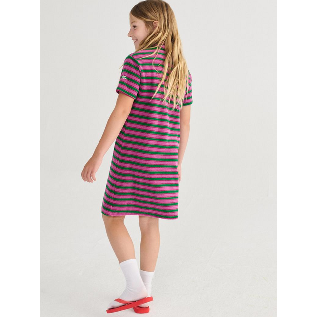 Bobo Choses Striped terry cloth polo dress