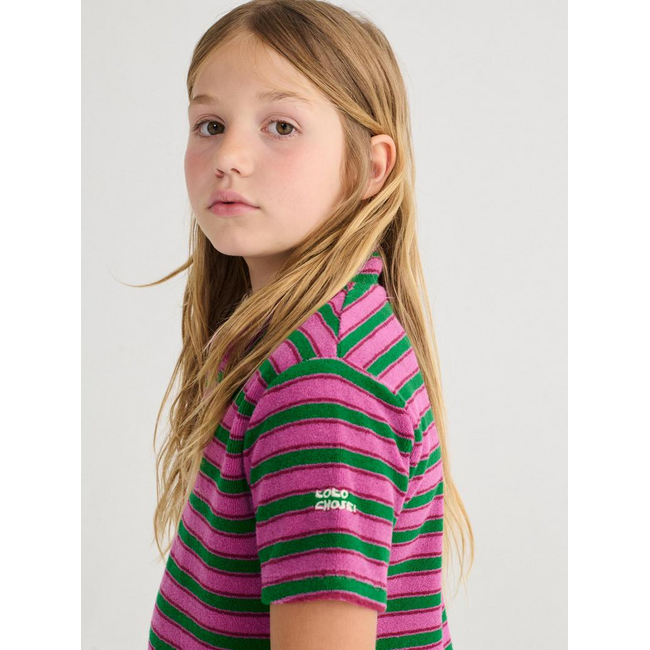 Bobo Choses Striped terry cloth polo dress