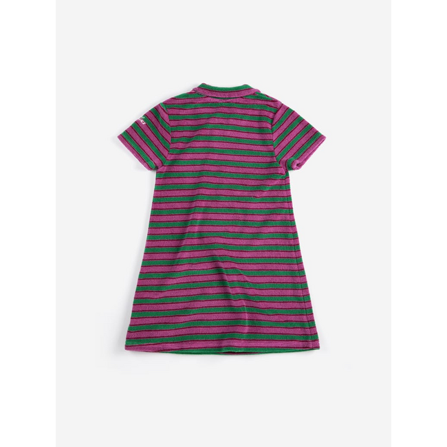 Bobo Choses Striped terry cloth polo dress