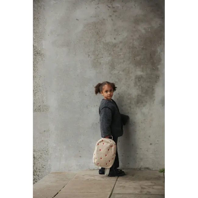 Teddy Hearts Mini Backpack Ecru hearts