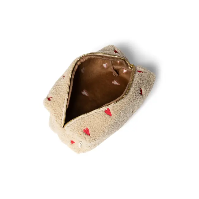 Teddy Hearts Pouch Ecru hearts