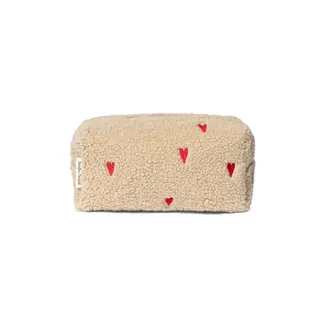 Teddy Hearts Pouch Ecru hearts