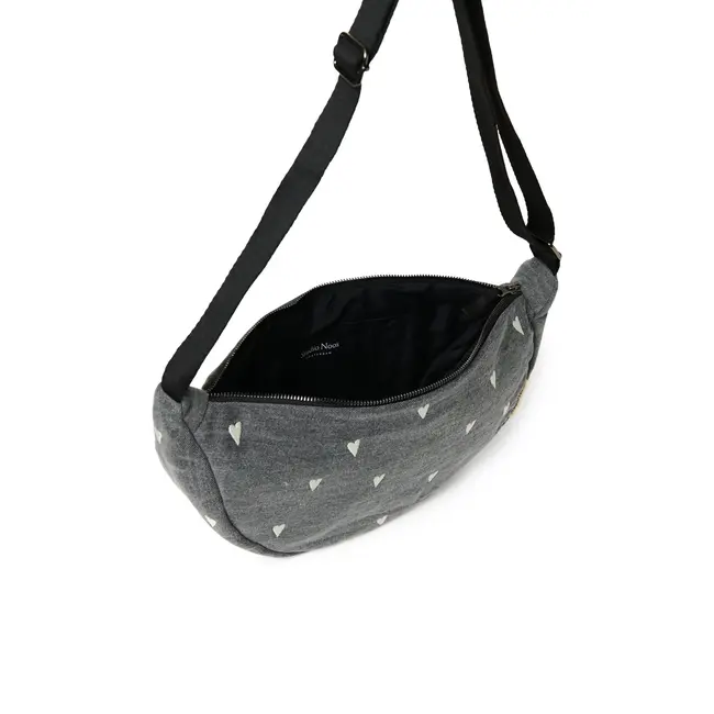 Denim Adult Fanny Pack Grey hearts