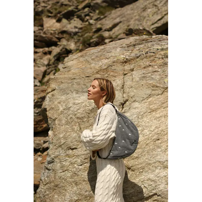 Denim Adult Fanny Pack Grey hearts