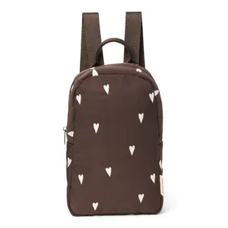 Puffy Mini Backpack Brown hearts