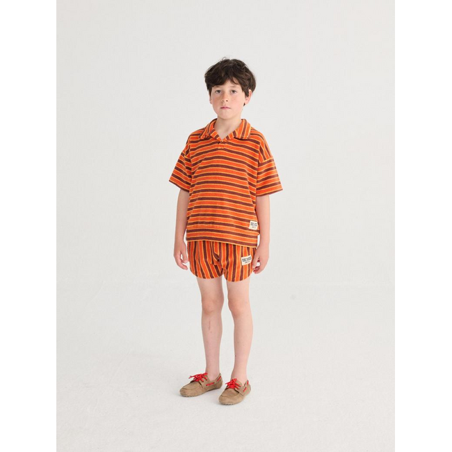 Bobo Choses Striped Brick terry cloth polo