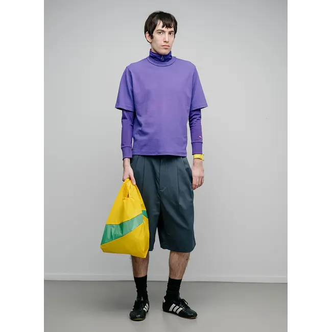 SUSAN BIJL The New Shopping Bag Sunflower & Holly Green Medium