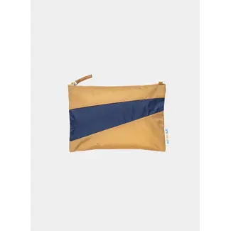 SUSAN BIJL The New Pouch  Camel & Navy  Medium