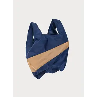 SUSAN BIJL The New Shopping  Bag Navy & Camel  Medium