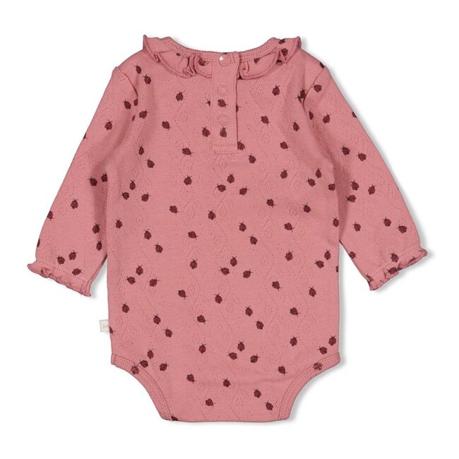 Feetje Romper ajour rib AOP - Ladybug