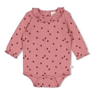 Feetje Romper ajour rib AOP - Ladybug