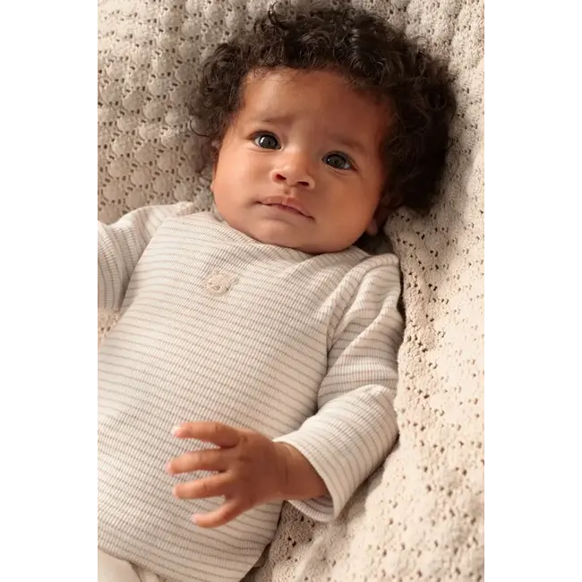 Feetje Longsleeve rib met streep - Honey Bear
