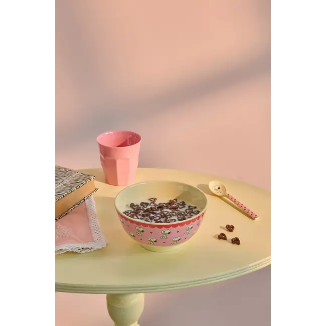 Rice Melamine Bowl with Pink Snoopy Print