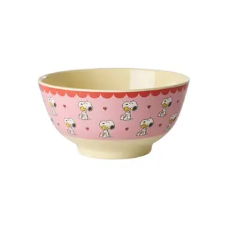 Rice Melamine Bowl with Pink Snoopy Print