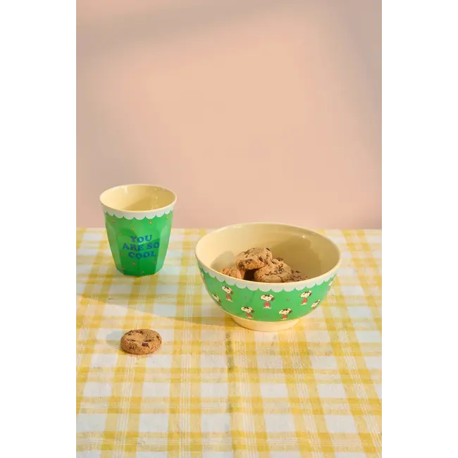 Rice Bowl with Green Snoppy Print