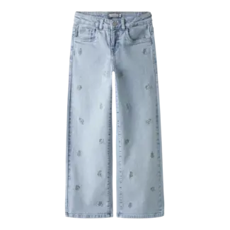 Name it NKFROSE WIDE EMB JEANS 2010-FR NOOS Light Blue Denim FLOWER EMBROIDERY