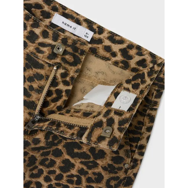 Name it NKFROSE WIDE TWI PANTS 4444-TD NOOS Silver Mink LEOPARD