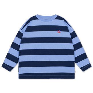 Repose AMS 34. wide cut long tee horizon dark eclipse block stripe