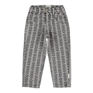 Piupiuchick mom fit trousers | grey w/ black flowers