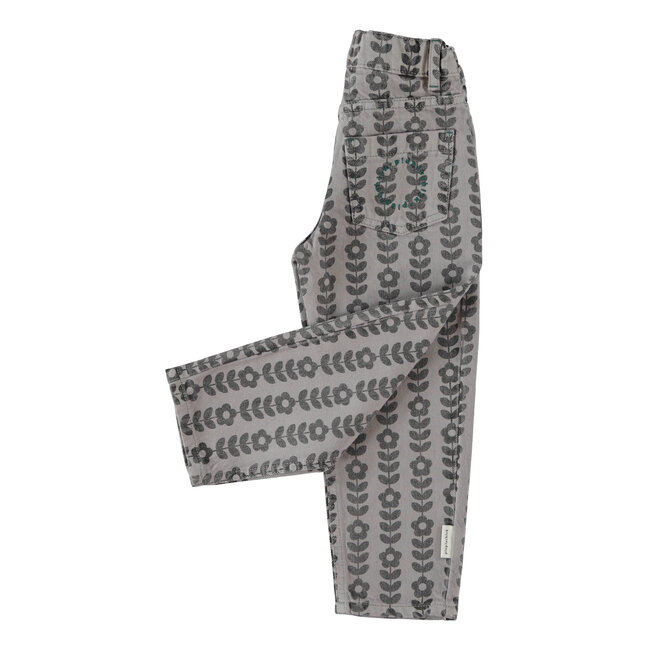 Piupiuchick mom fit trousers | grey w/ black flowers
