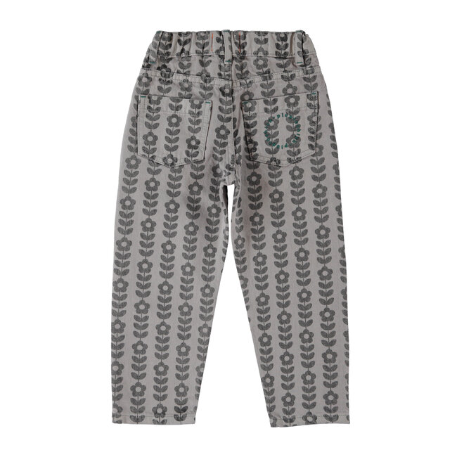 Piupiuchick mom fit trousers | grey w/ black flowers