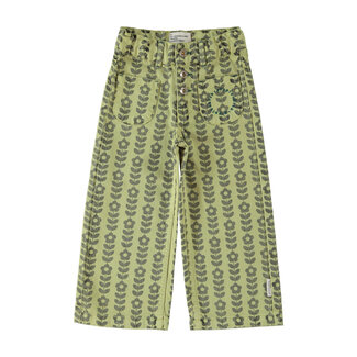 Piupiuchick flare trousers | green w/ black flowers