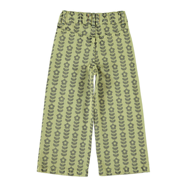 Piupiuchick flare trousers | green w/ black flowers