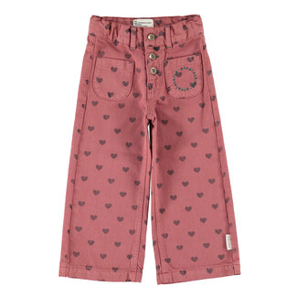 Piupiuchick flare trousers | pink w/ black hearts