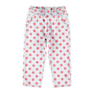 Piupiuchick trousers | light blue denim w/ red dots