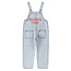 Piupiuchick dungarees | fadded light blue denim w/ "school trip" print