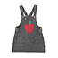 Piupiuchick short dress w/ straps | washed black denim w/ apple print