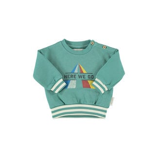 Piupiuchick sweatshirt | green w/ "here we go" print