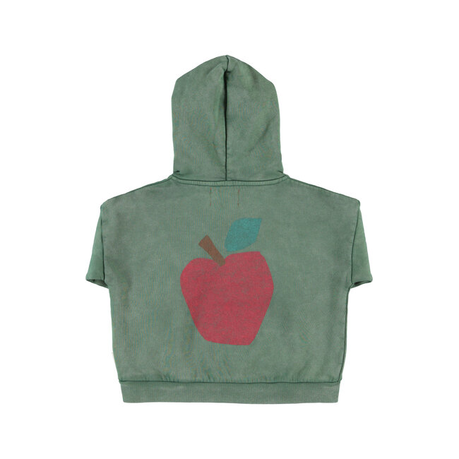 Piupiuchick hoodie | green w/ apple print