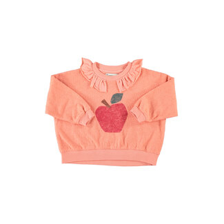 Piupiuchick sweatshirt w/ collar | pink w/ apple print