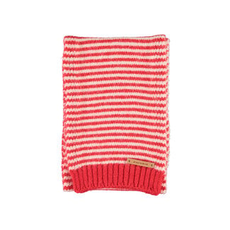 Piupiuchick knitted scarf | ecru & red stripes
