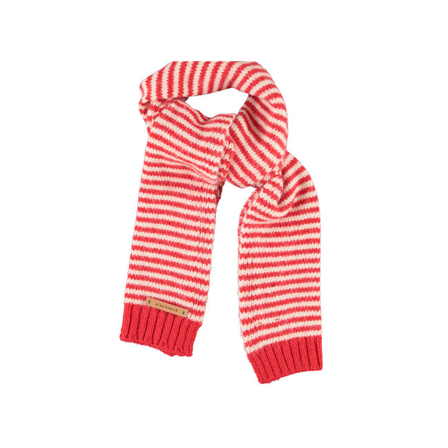 Piupiuchick knitted scarf | ecru & red stripes