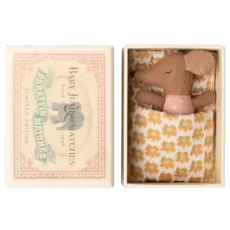 Maileg Sleepy wakey baby mouse in matchbox -  Rose