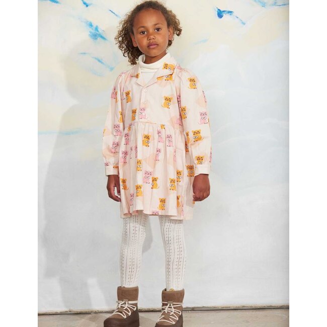 Mini Rodini Kittens aop woven ls dress