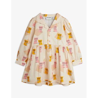 Mini Rodini Kittens aop woven ls dress