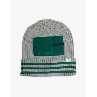 Mini Rodini Knitted rib fold up hat w pocket grey