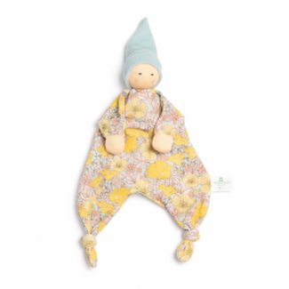 Nanchen natur Knuffeldoekje Bloemen blauw
