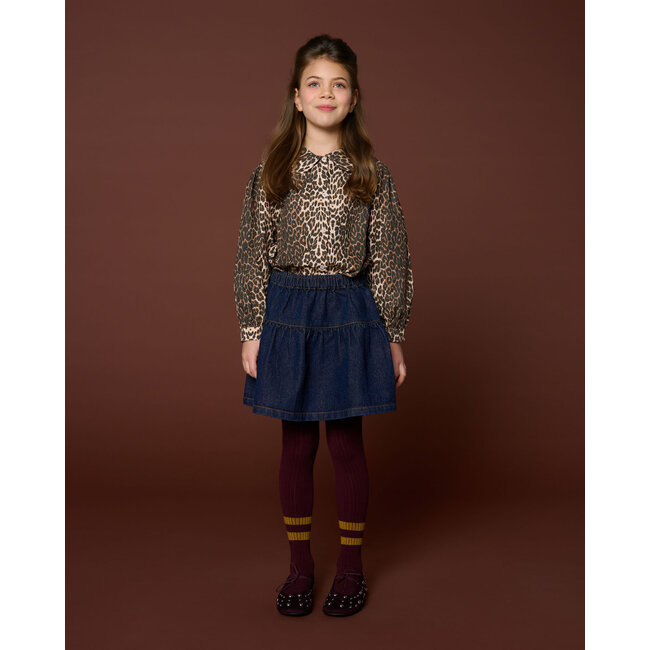 Denim Mini Ruffle Skirt | Dark Blue
